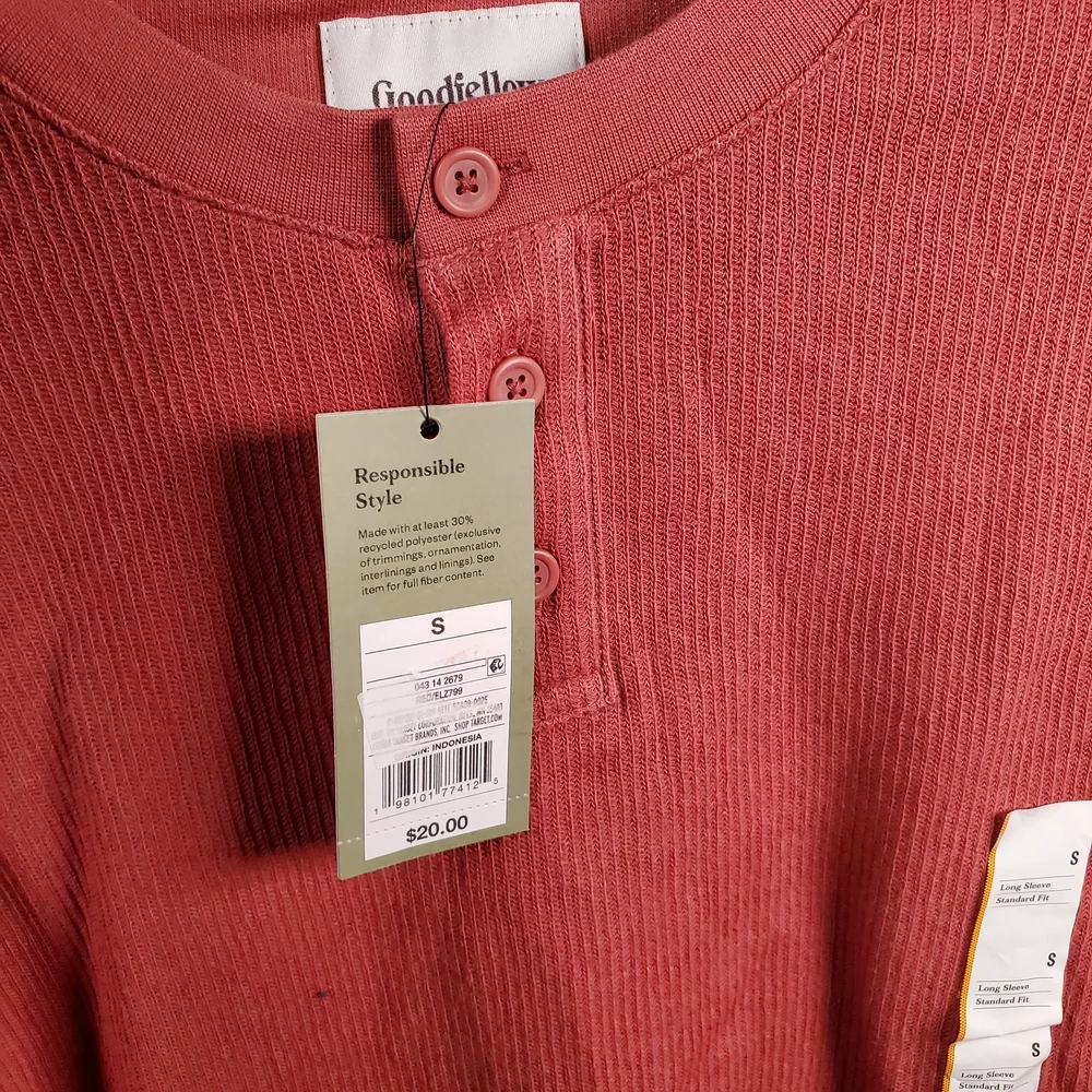 Goodfellow & Co Men's Coral Henley Long Sleeve Shirt - Picture 2 of 4